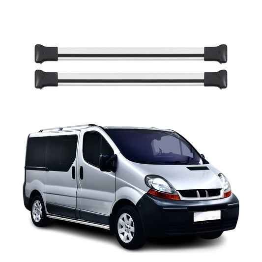Portbagaj de plafon pentru Renault Trafic mk2 2001-2014 75kg aluminiu argintiu 2 piese