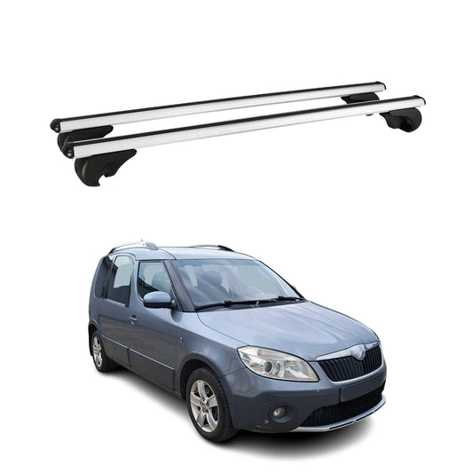 Portbagaj de plafon pentru Skoda Roomster Praktik 2007-2015 75kg aluminiu argintiu 2 buc