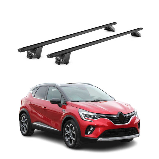 Portbagaj de plafon pentru Renault Captur mk2 2019-2025 100kg aluminiu negru 2x ABE