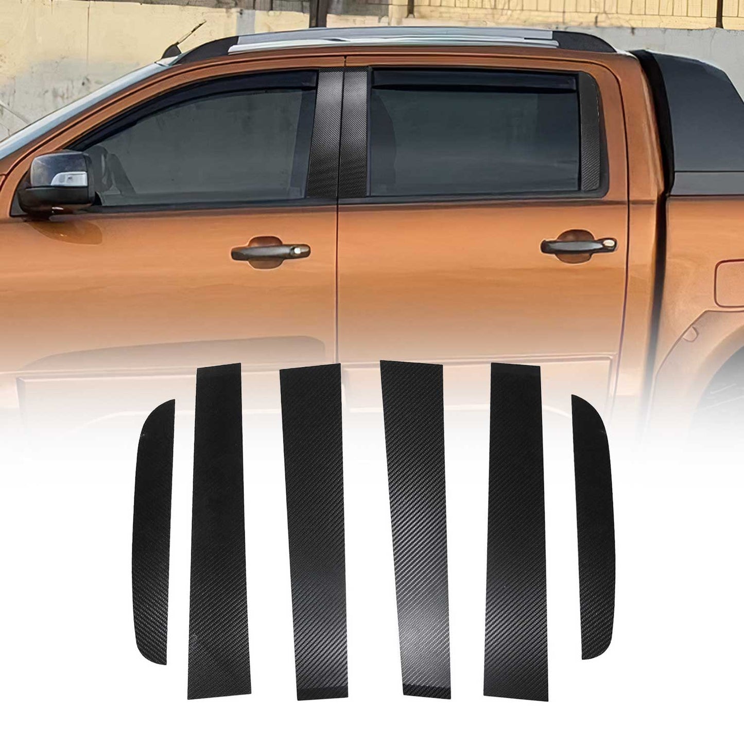 B-Säule Türsäulen Verkleidung für Ford Ranger 2015-2021 Kohlefaserfolien 6x