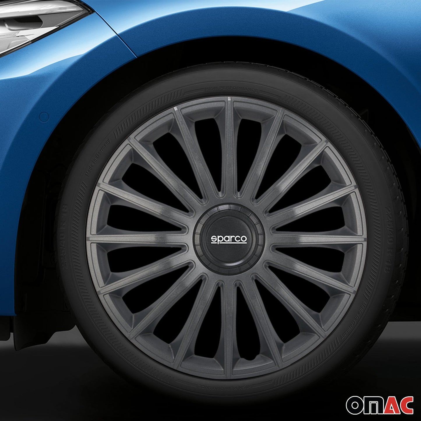 Radkappen Radzierblenden Sparco Treviso 15" Zoll Auto Abdeckung Set Grau 4x