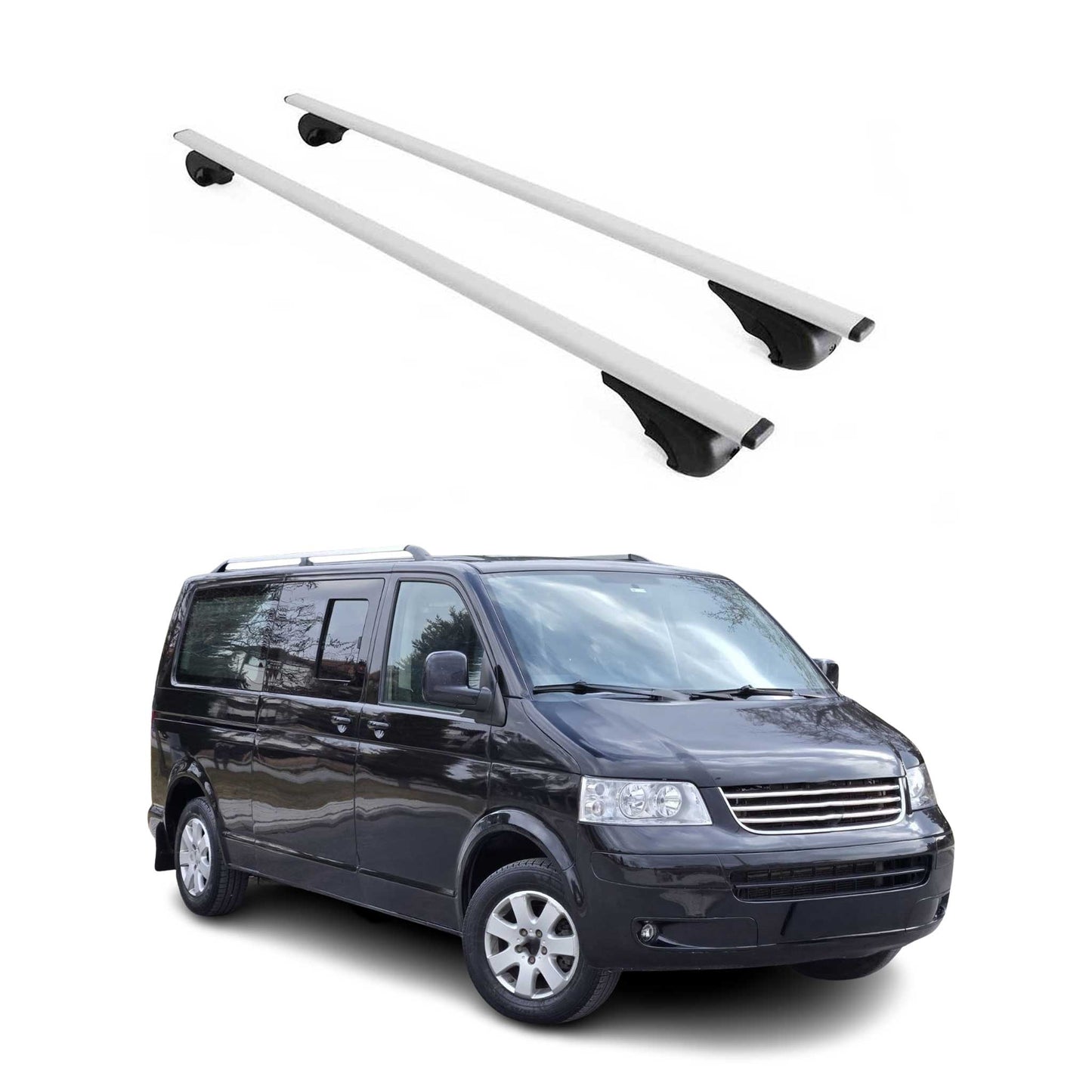 Dachträger Grundtäger für VW Caravelle T5 2003-2015 75kg Metall Silber 2 tlg
