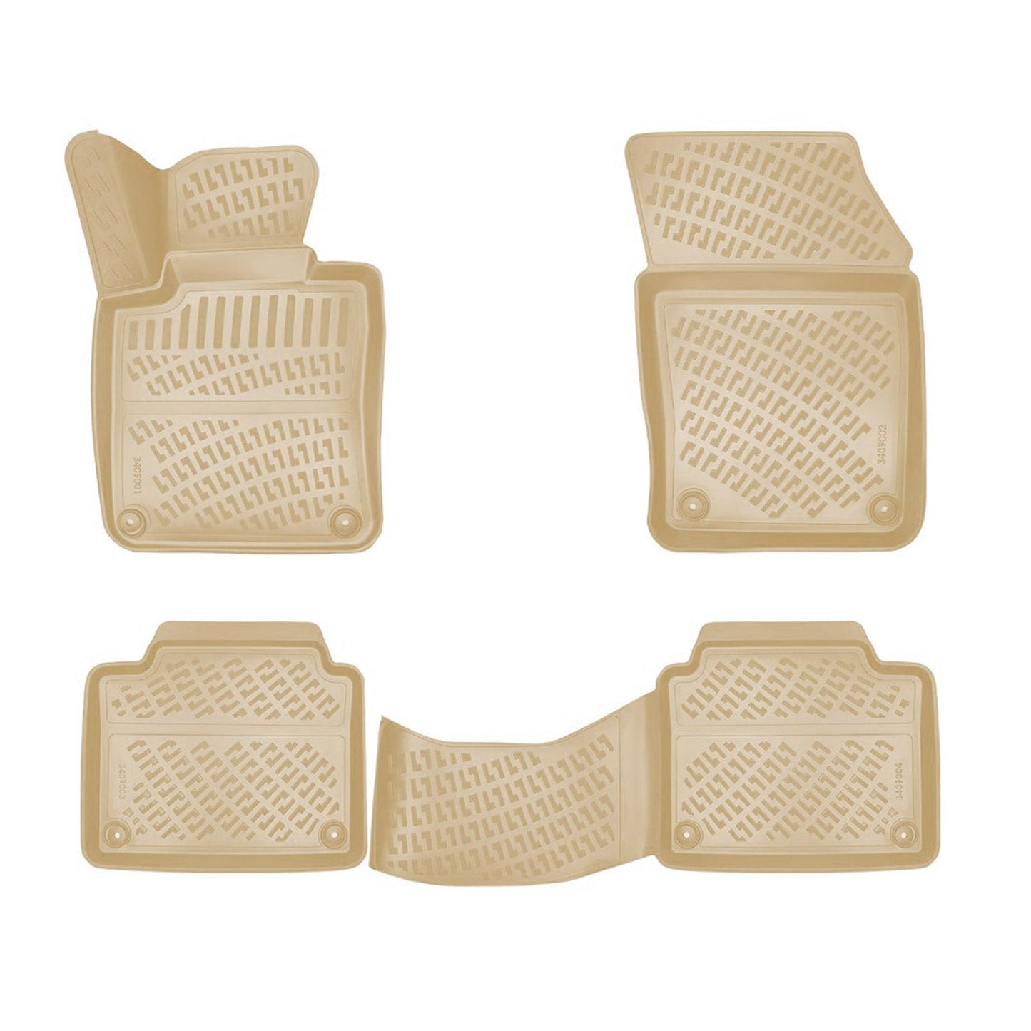 2016-2025 Volvo S90 Stufenheck Fußmatten Zuschneidbar TPE Beige 4 tlg