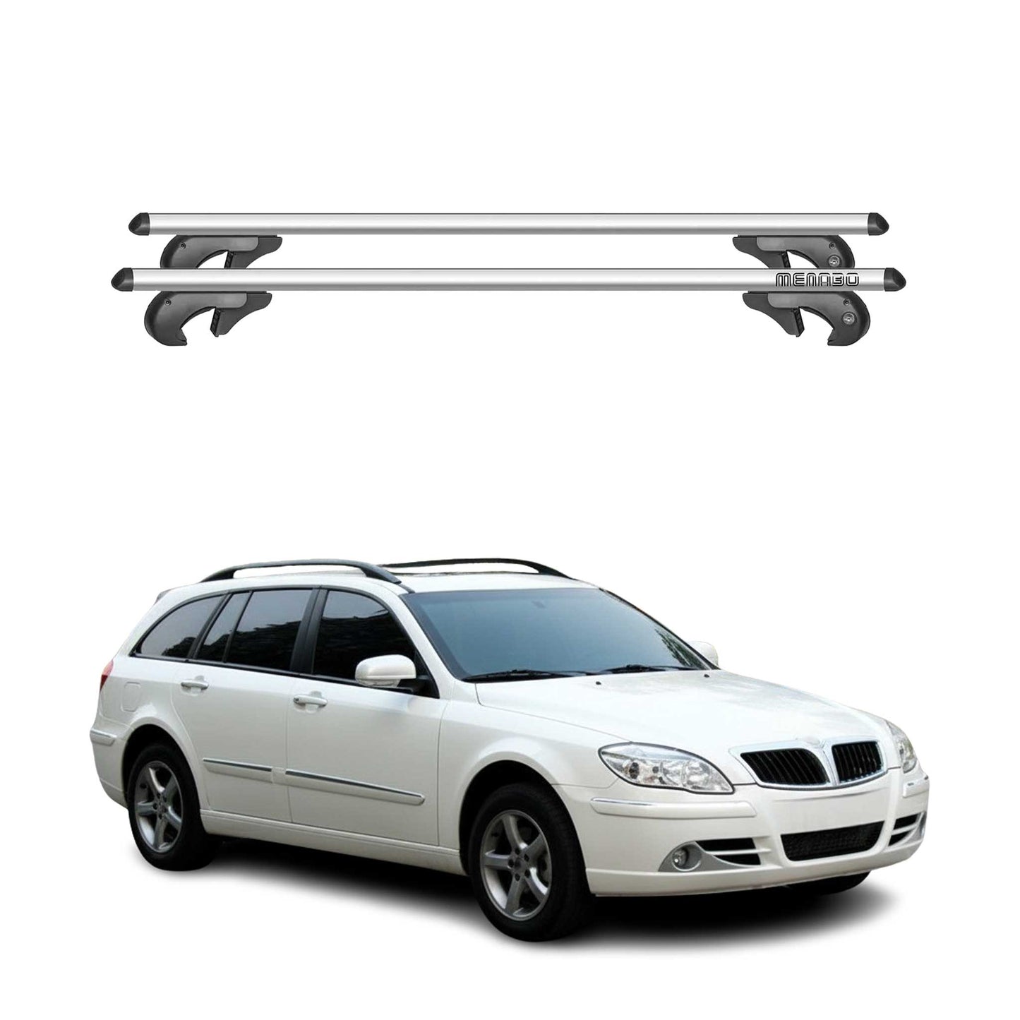 Menabo Dachträger Grundtäger für Brilliance BS4 2009-2014 90kg Alu Silber 2 tlg