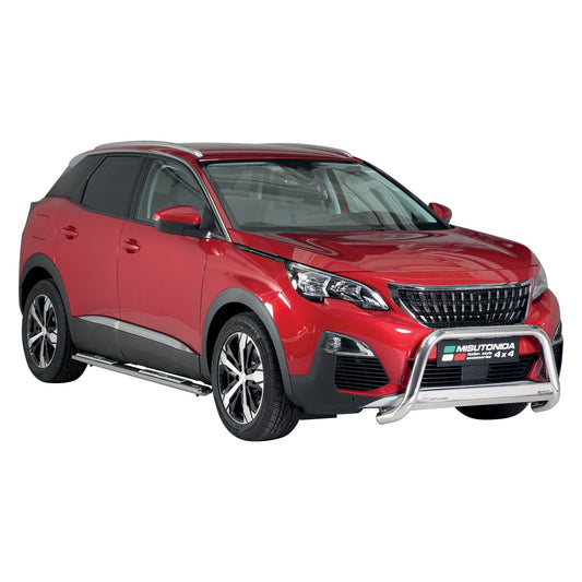Bară de protecție/buton față pentru Peugeot 3008 2018-2021 ø63mm oțel argintiu protecție
