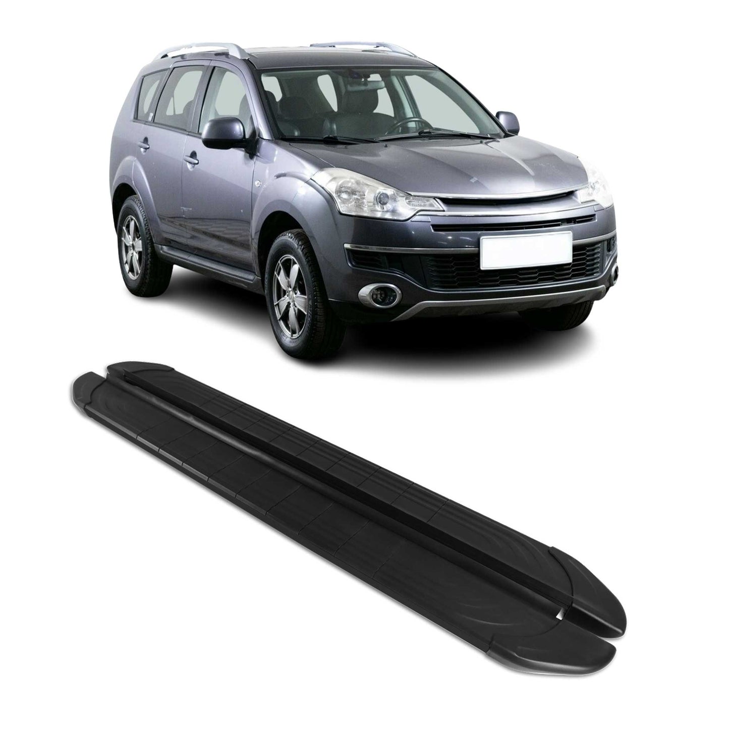Trittbretter Seitenschweller für Citroën C-Crosser 2007-2013 Alu Schwarz 2 tlg