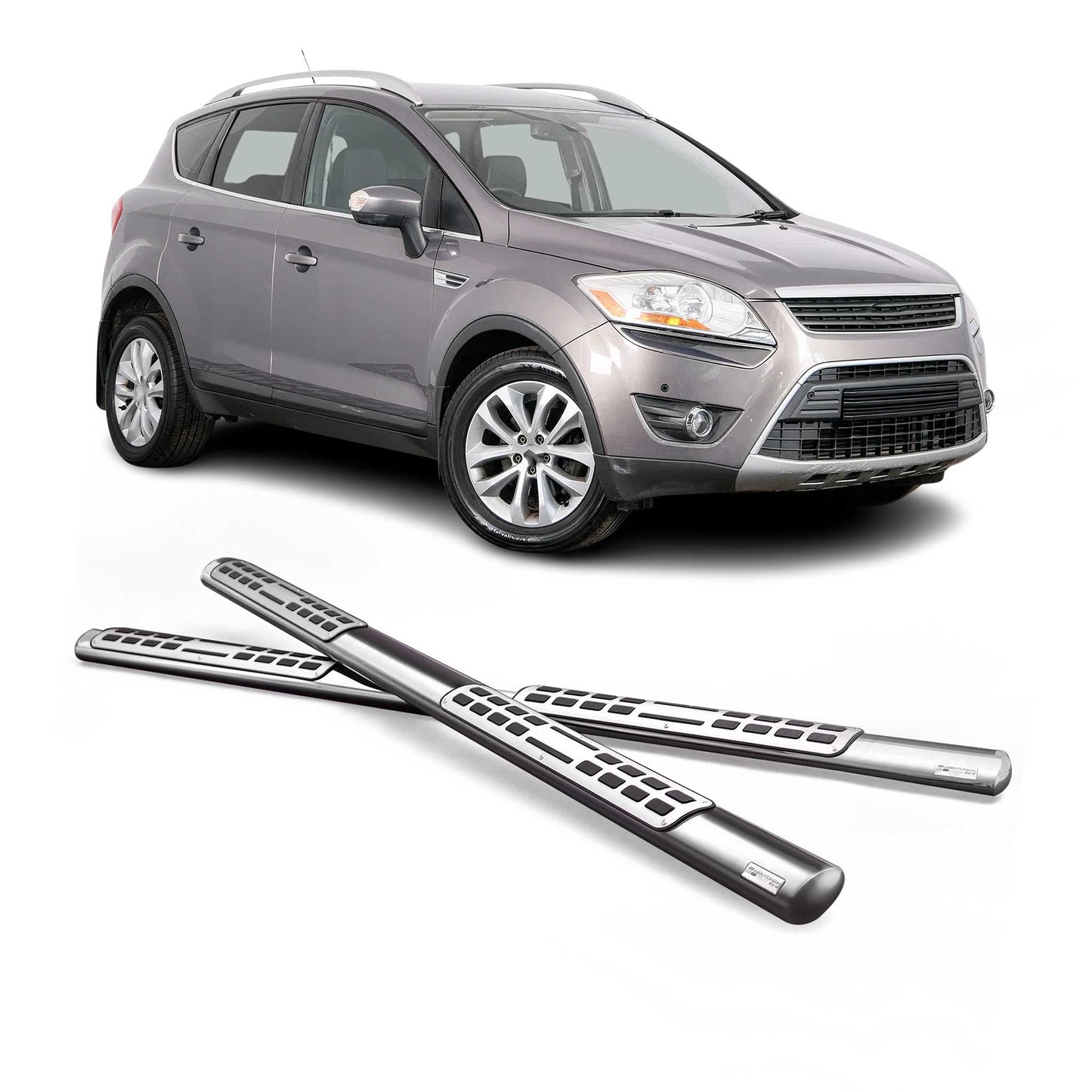 Edelstahl Seitenschweller Schwellerrohre für Ford Kuga 2008-2012 Silber