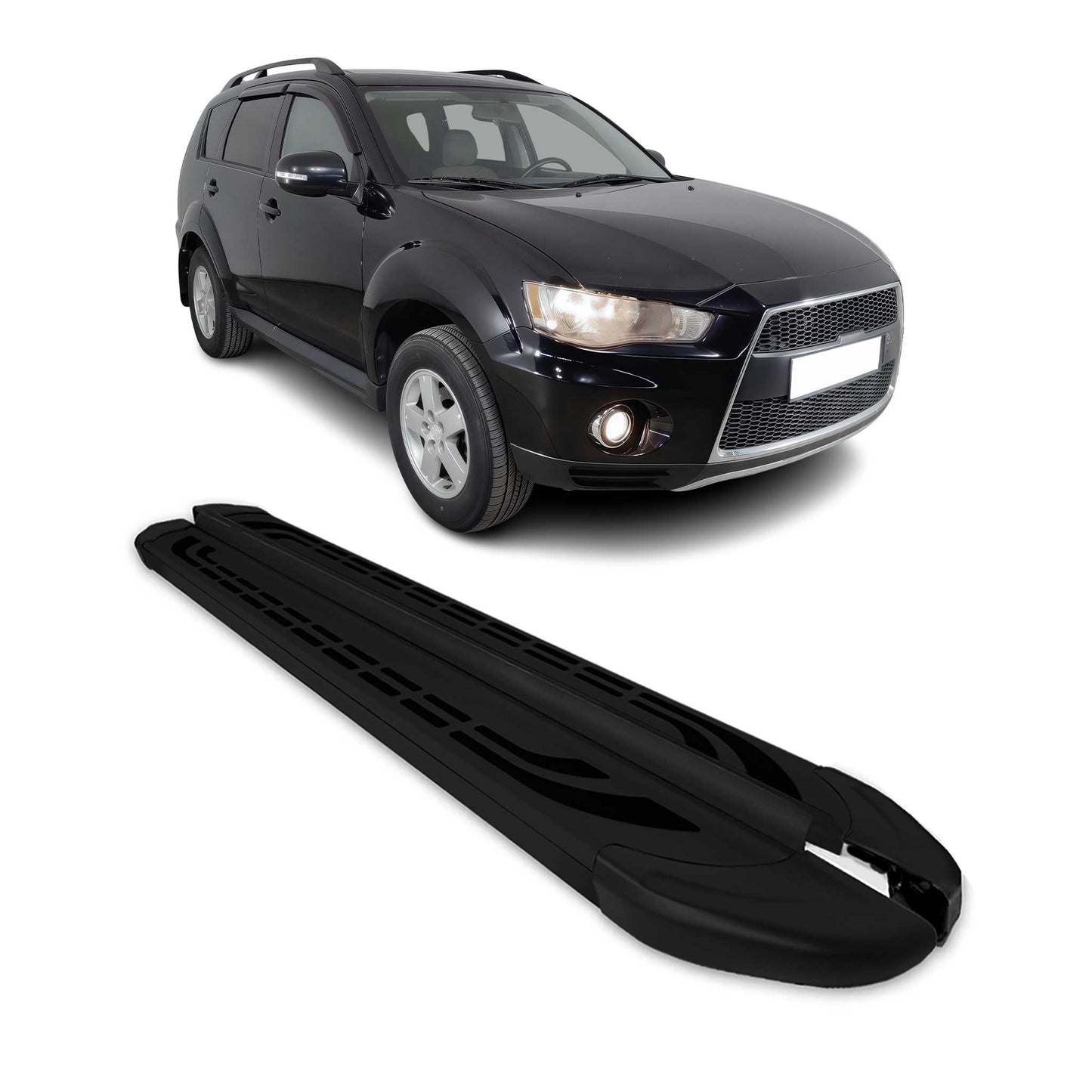Trittbretter Seitenschweller für Mitsubishi Outlander 2006-2012 Schwarz Alu