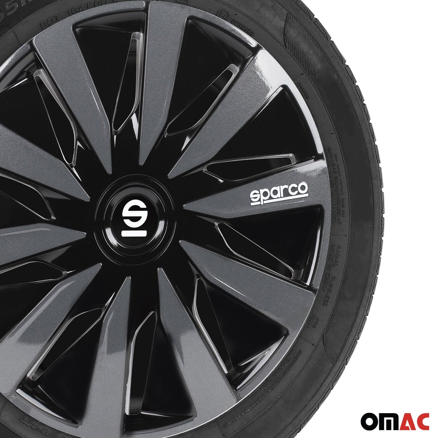 Radkappen Radzierblenden Sparco Lazio 16" Zoll Abdeckung Set Schwarz Grau 4x