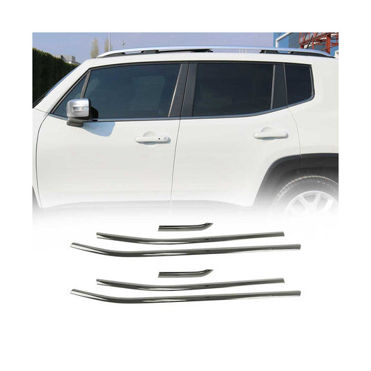 Benzi decorative pentru geamuri Jeep Renegade 2014-2019, oțel inoxidabil, culoare închisă, 6 bucăți