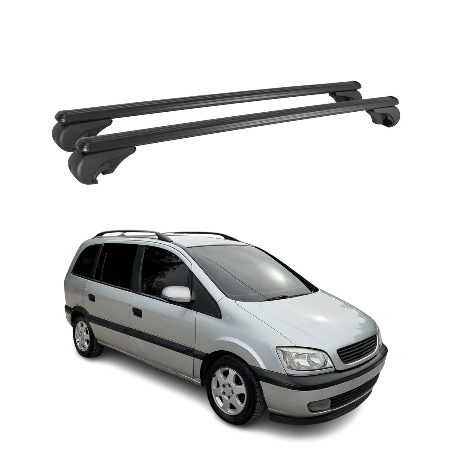 Dachträger für Opel Zafira 1999-2005 Gepäckträger Grundträger Alu Schwarz 2x
