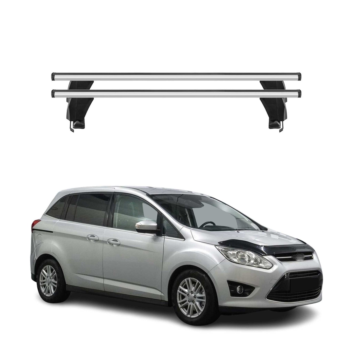 Menabo Dachträger Grundtäger für Ford C-Max 2010-2019 50kg Alu Silber 2 tlg