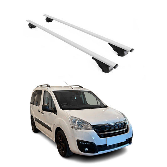 Portbagaj de plafon pentru Peugeot Partner mk3 2018-2025 75kg metal argintiu 2 buc