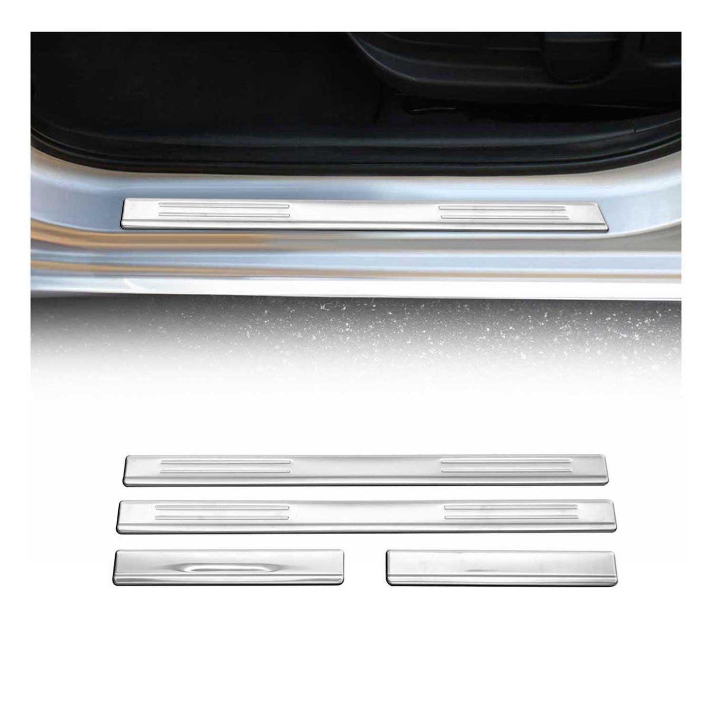 Ornamente prag uși pentru VW Passat 2005-2010, oțel inoxidabil, argintiu, set 4 piese