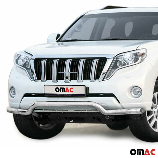 Bară de protecție/buton față pentru Toyota Land Cruiser 150 2013-2017, argintie, cu ABE (omologare de tip germană).