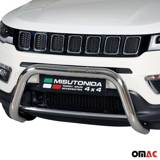 Bară de protecție/buton față pentru Jeep Compass 2016-2021, ø76mm, oțel, argintiu, protecție