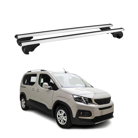 Portbagaj de plafon pentru Peugeot Rifter 2018-2025 75kg aluminiu argintiu 2 buc