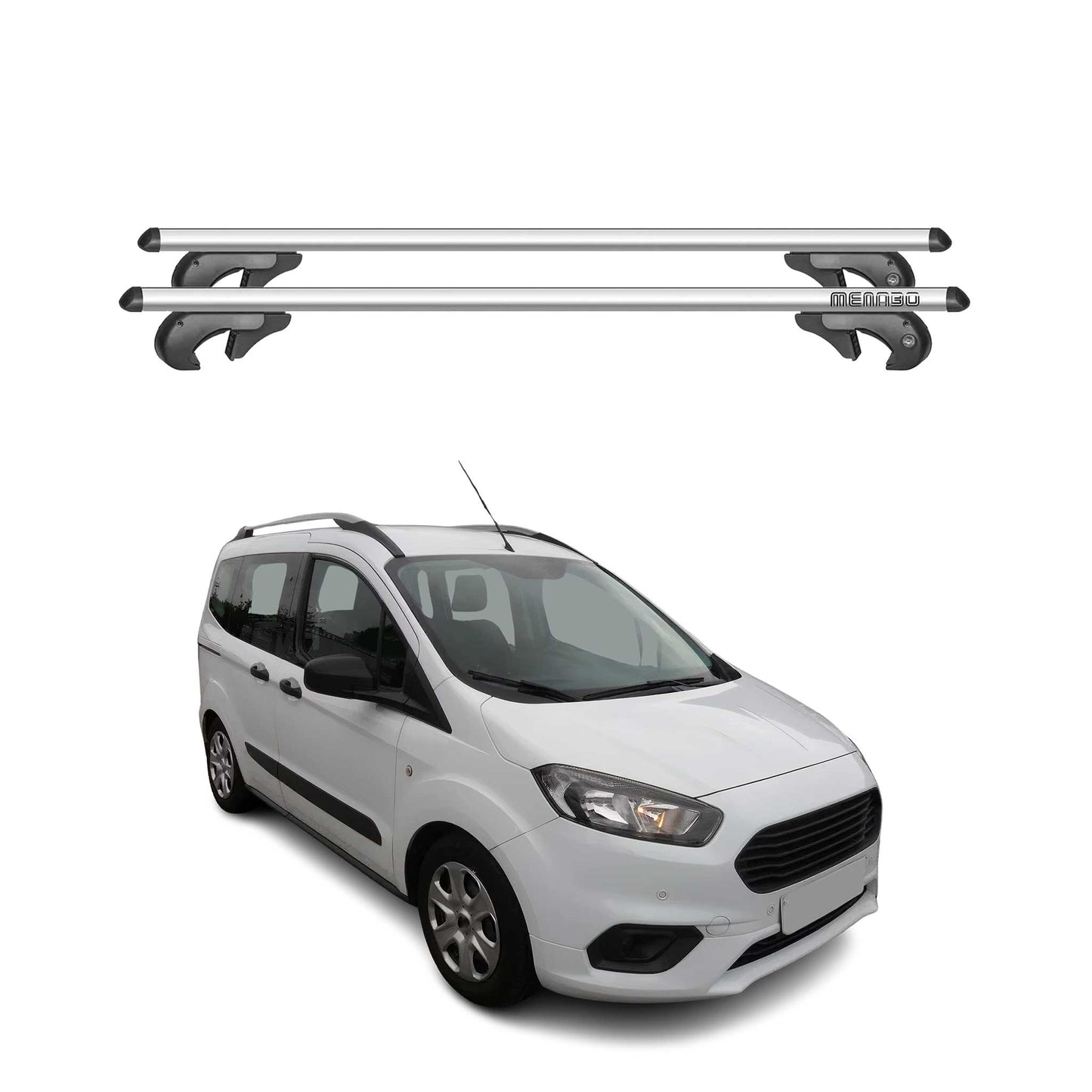 Menabo Portbagaj de plafon pentru Ford Tourneo Courier 2014-2023 90kg Gri aluminiu 2x