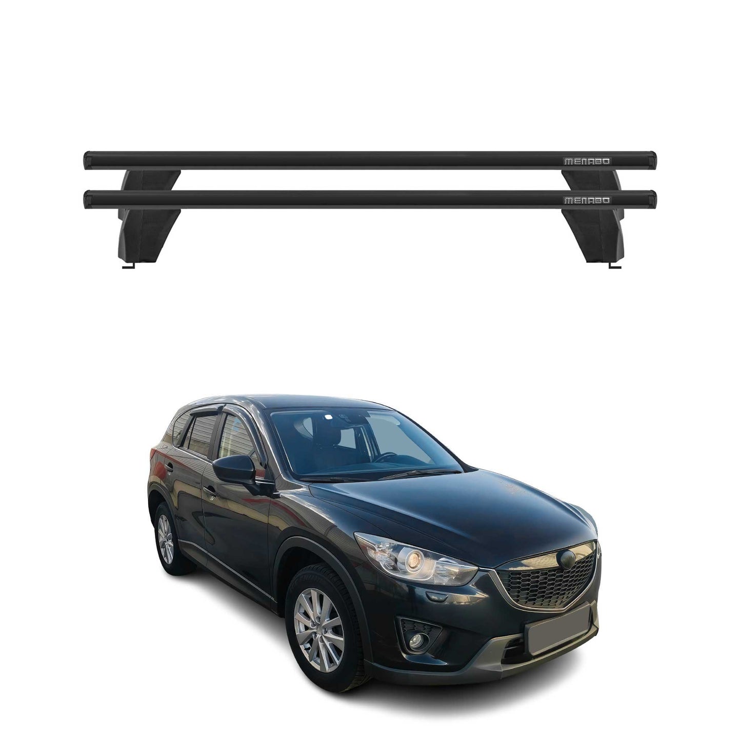 Menabo Dachträger Grundtäger für Mazda CX-5 2012-2016 75kg Alu Schwarz 2 tlg