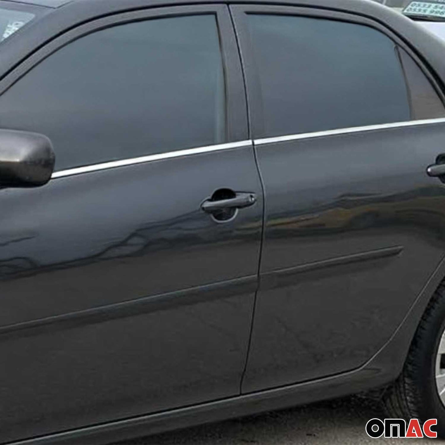 Benzi decorative pentru geamuri pentru Toyota Corolla 2007-13 sedan, oțel inoxidabil, set 4 piese