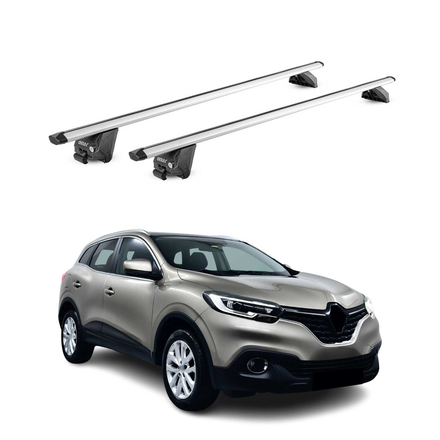 Portbagaj de plafon pentru Renault Kadjar 2015-2022 100kg aluminiu argintiu 2 piese ABE