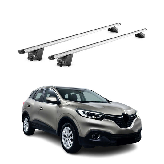 Portbagaj de plafon pentru Renault Kadjar 2015-2022 100kg aluminiu argintiu 2 piese ABE