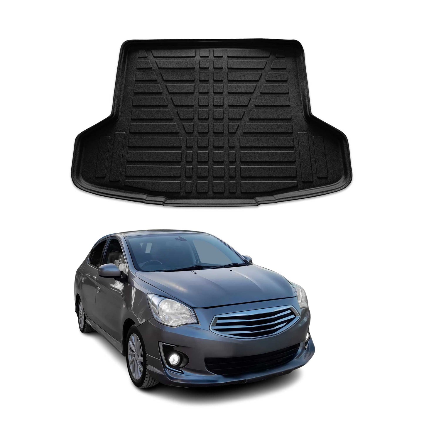 Kofferraumwanne Laderaumwanne für Mitsubishi Mirage 2014-2025 Stufenheck Gummi