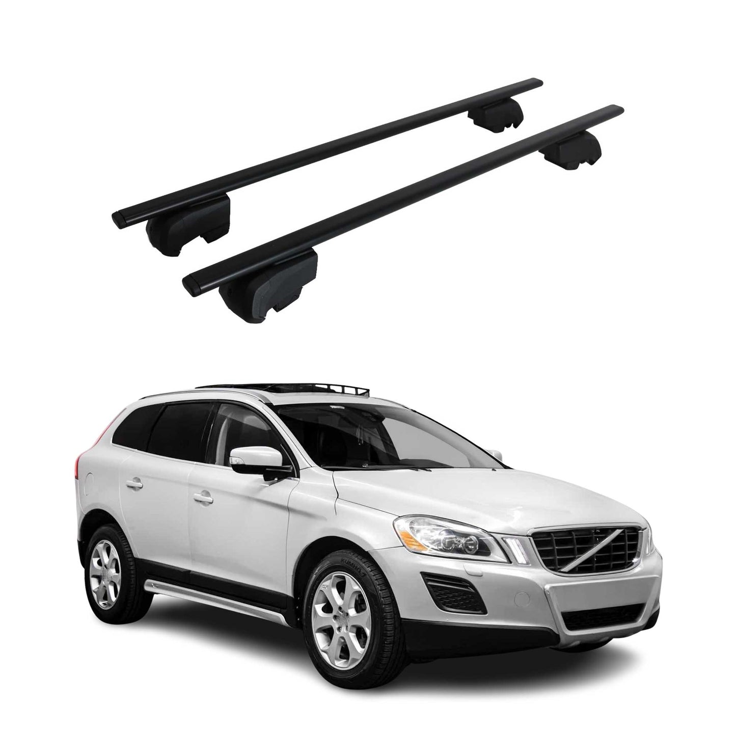 Dachträger Gepäckträger für Volvo XC60 2009-2017 Grundträger ABE Schwarz 2x