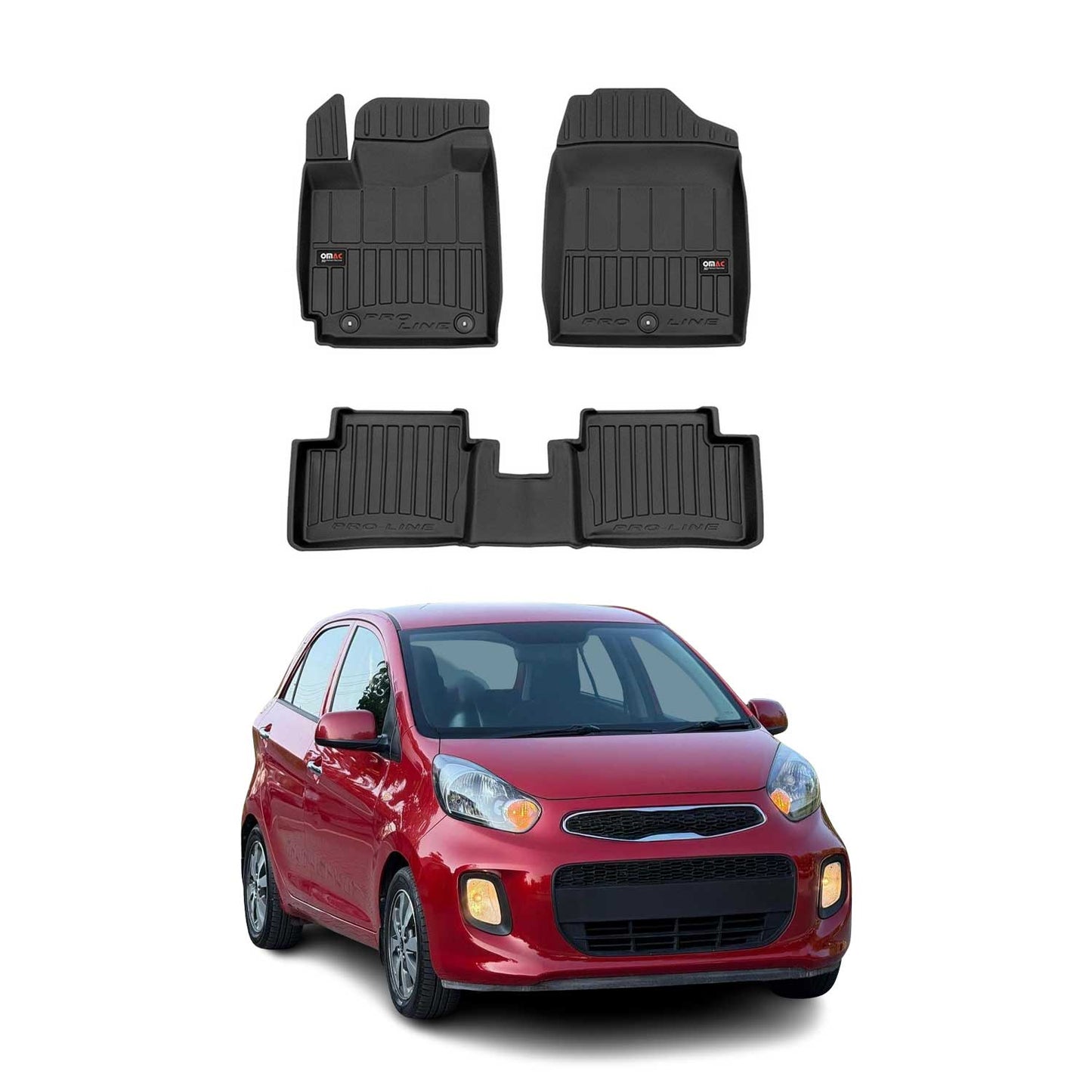 2011-2017 Kia Picanto Fußmatten TPE Schwarz 3 tlg