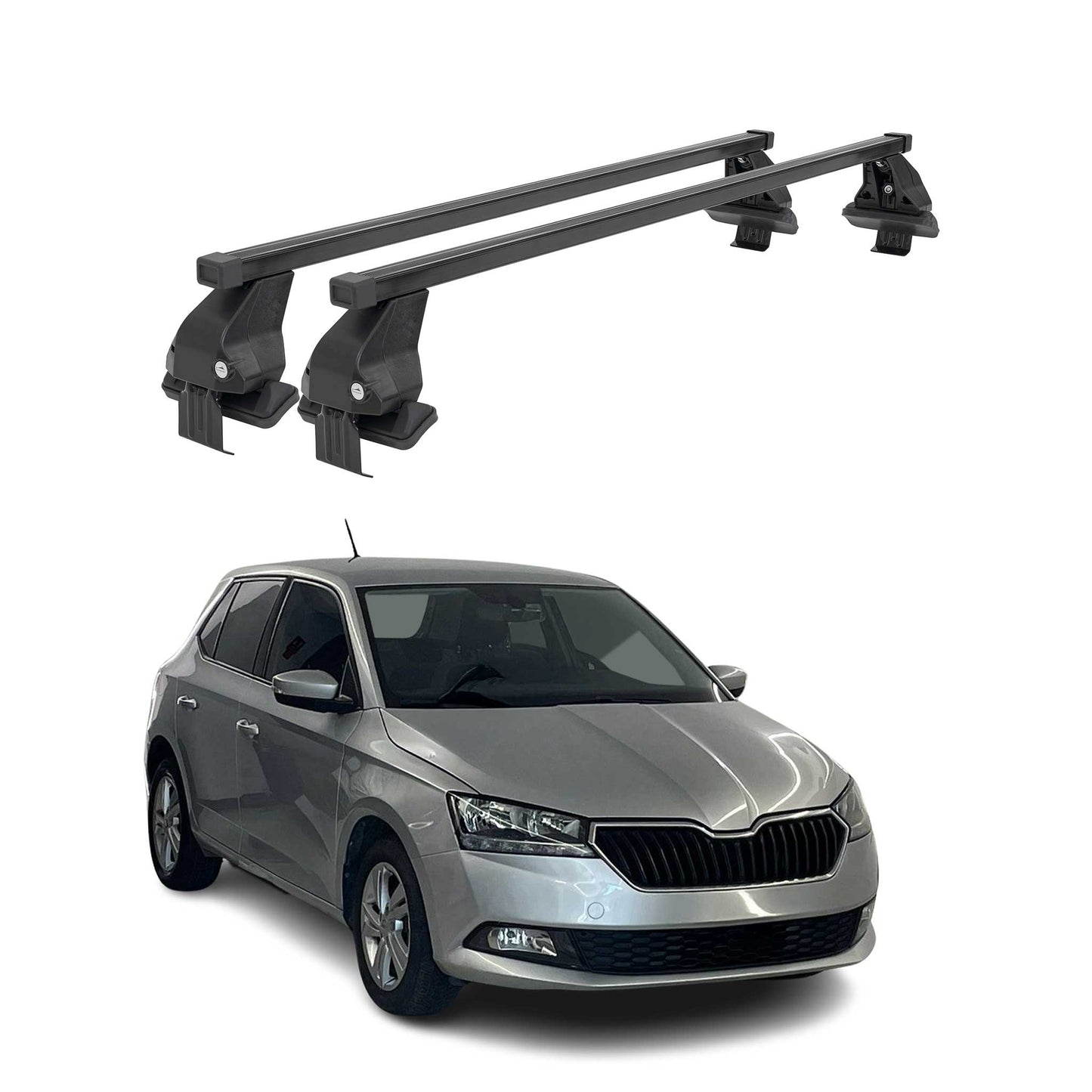 Menabo Dachträger Grundtäger für Skoda Fabia mk3 2014-2021 50kg Stahl Schwarz 2x