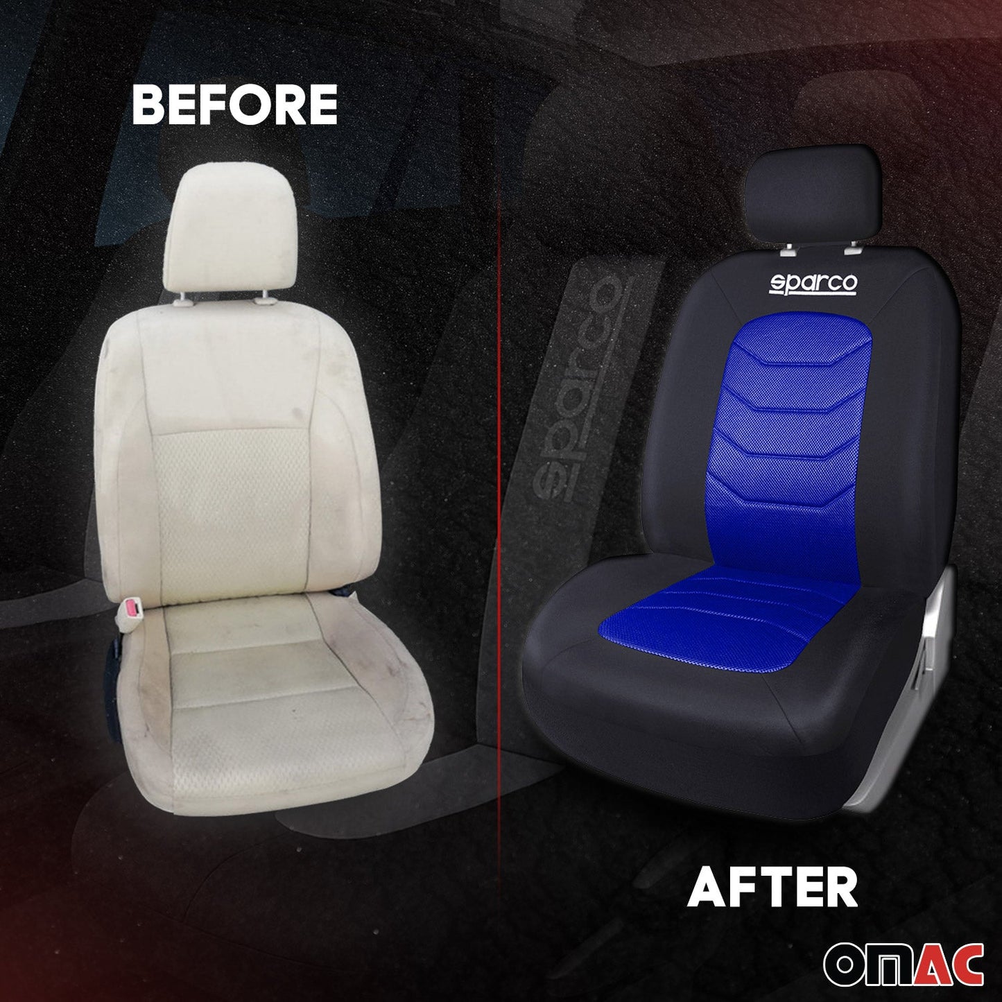 SPARCO Sitzbezüge Schonbezüge Autositzbezüge Universell Blau Vorne Hinten