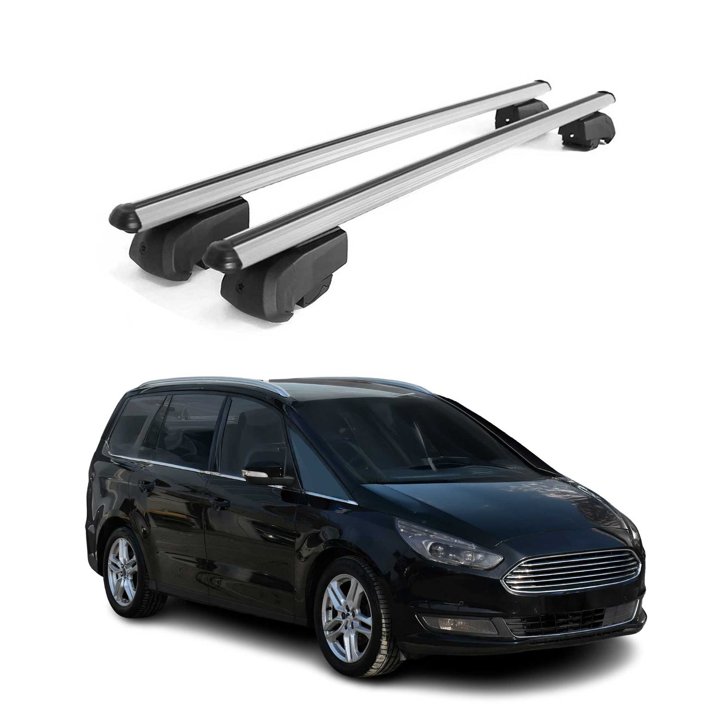 Dachträger Gepäckträger für Ford Galaxy III 2015-2023 ABE Aluminium Grau 2x