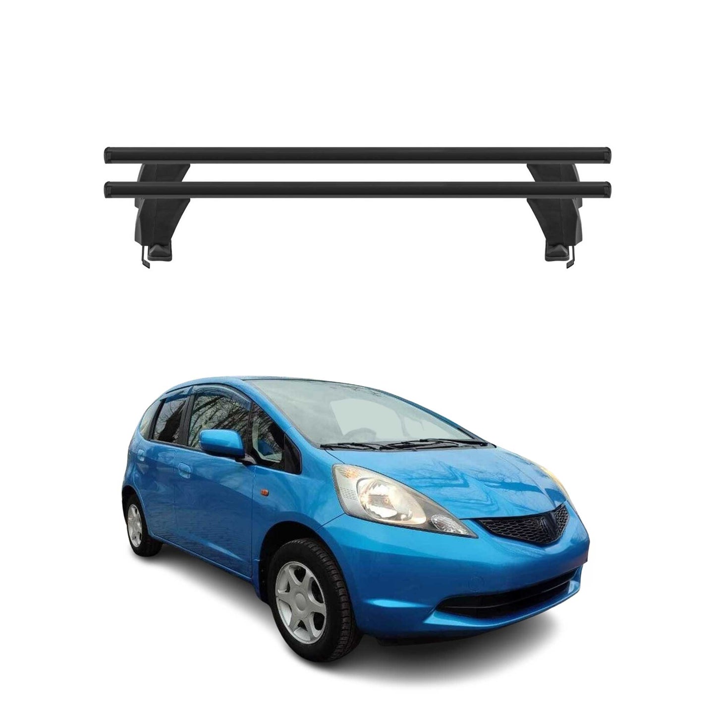 Menabo Dachträger Grundtäger für Honda Jazz Fit 2007-2014 50kg Alu Schwarz 2 tlg
