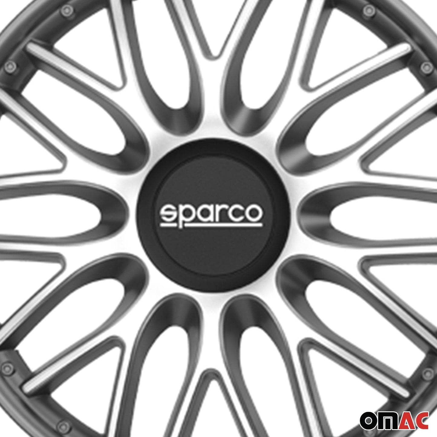 Radkappen Radzierblenden Sparco Roma 16" Zoll Auto Abdeckung Set Silber Grau 4x