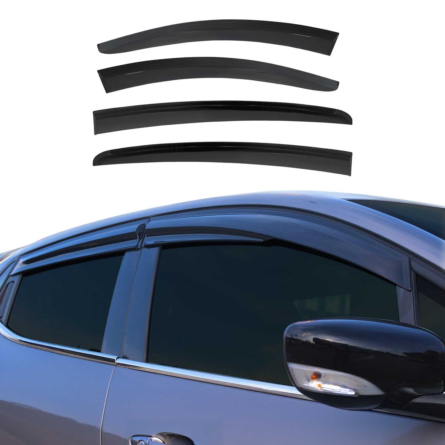 4x Windabweiser Regenabweiser für Ford Focus 2018-2025 Schrägheck Limo Dunkel