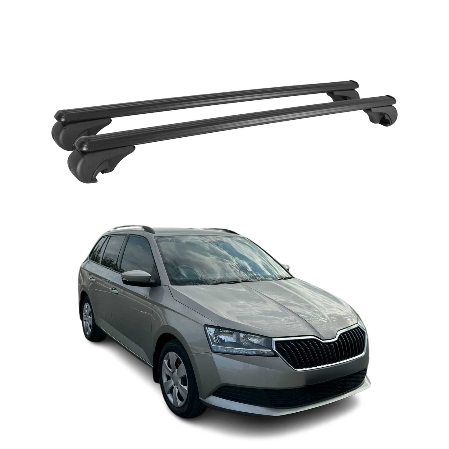 Portbagaj de plafon pentru Skoda Fabia mk3 Combi 2014-2021 75kg Alu Negru 2 buc