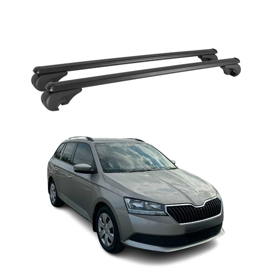 Portbagaj de plafon pentru Skoda Fabia mk3 Combi 2014-2021 75kg Alu Negru 2 buc
