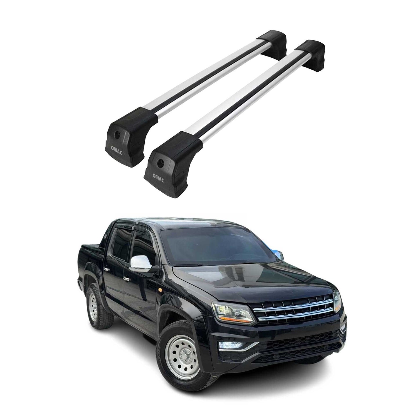 Portbagaj de plafon pentru VW Amarok mk1 2010-2022 75kg aluminiu argintiu 2 buc