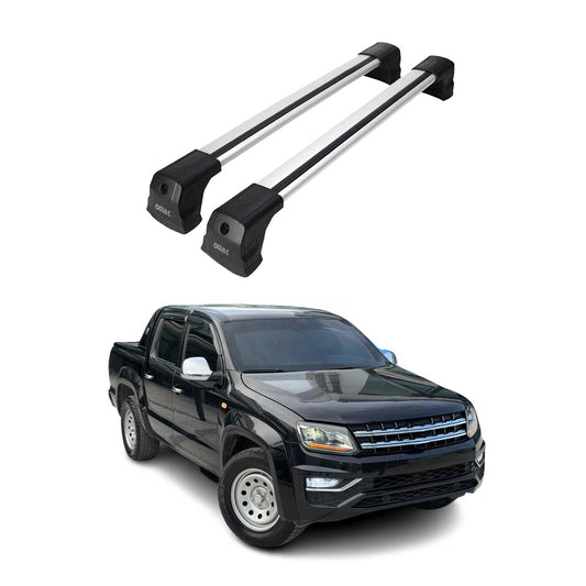 Portbagaj de plafon pentru VW Amarok mk1 2010-2022 75kg aluminiu argintiu 2 buc