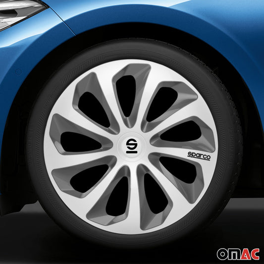 Radkappen Radzierblenden Sparco Sicilia 15" Zoll Auto Abdeckung Silber Grau 4x