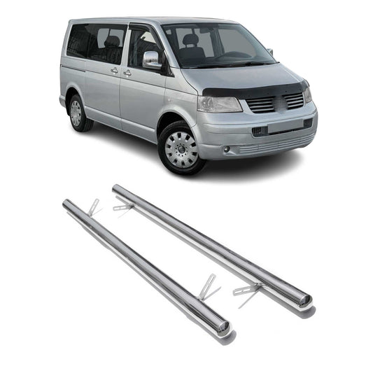 Edelstahl Trittbretter Schwellerrohre für VW Transporter T5 2003-2010 L1 Silber