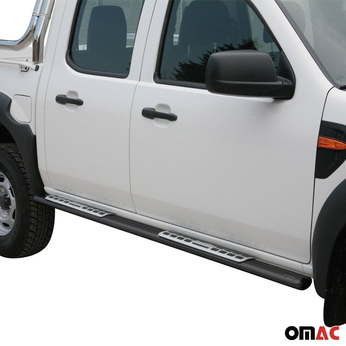 Stahl Schwellerrohre Trittbretter für Ford Ranger Double Cab 2009-2011 Schwarz