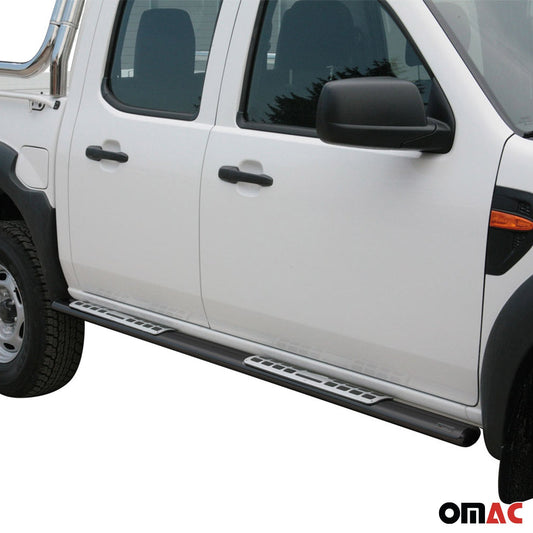 Stahl Schwellerrohre Trittbretter für Ford Ranger Double Cab 2009-2011 Schwarz