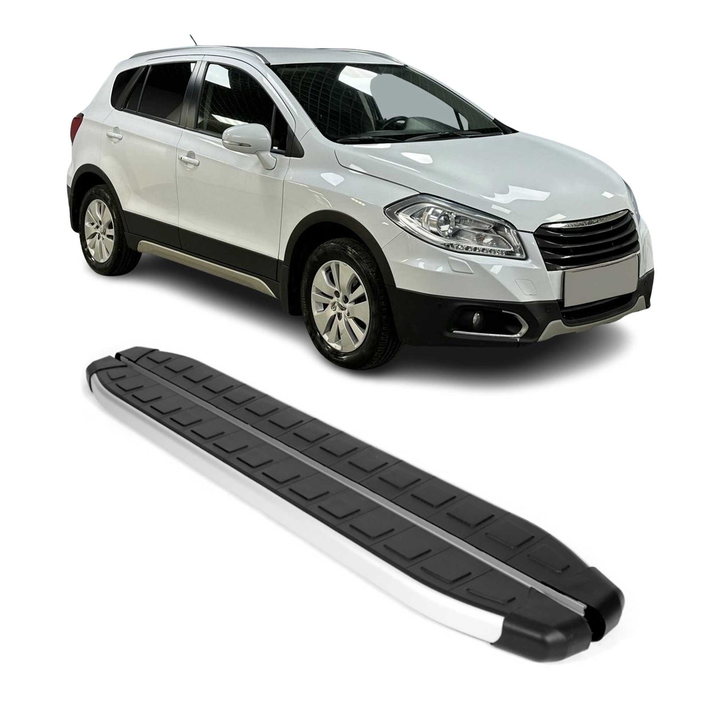 Schweller Seitenbretter Trittbretter für Suzuki S-Cross 2013-2017 Alu Schwarz