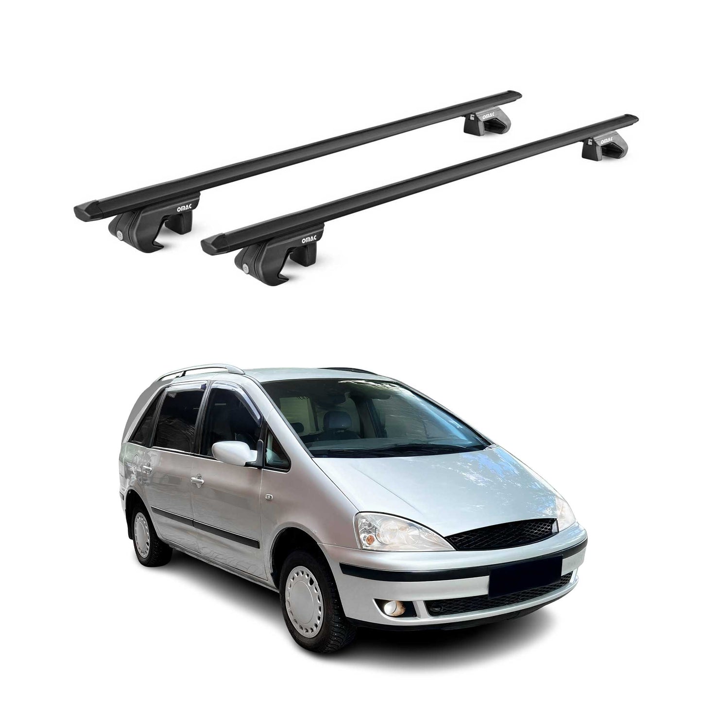 Dachträger Grundtäger für Ford Galaxy 1995-2006 5 tür 90kg Alu Schwarz 2 tlg ABE