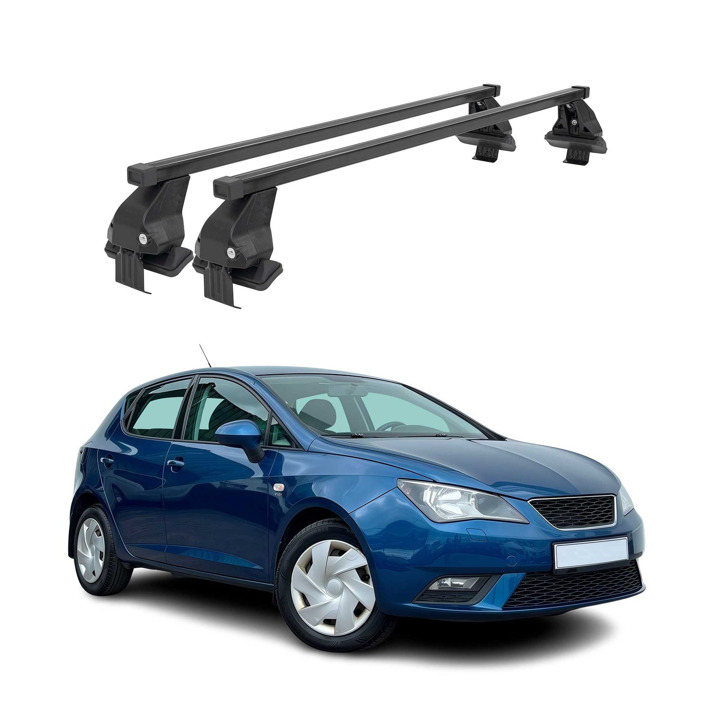 Menabo Dachträger für Seat Ibiza mk4 SportCoupé 2008-2017 50kg Stahl Schwarz 2x