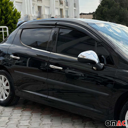 Benzi decorative geamuri pentru Peugeot 207 hatchback cu 5 uși 2006-2012, set 4 piese cromate