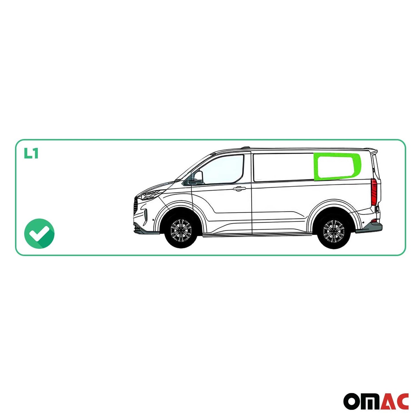 Seitenfenster Sicherheitsglas für Ford Transit Custom ab 2023 Hinten Links L1