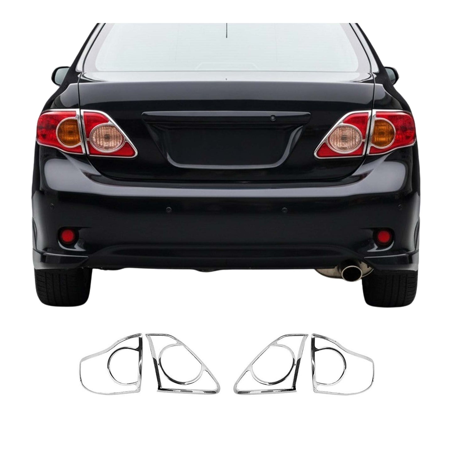 Rücklicht Leisten Heckleuchte für Toyota Corolla 2007-2013 Chrom ABS Silber 4tlg