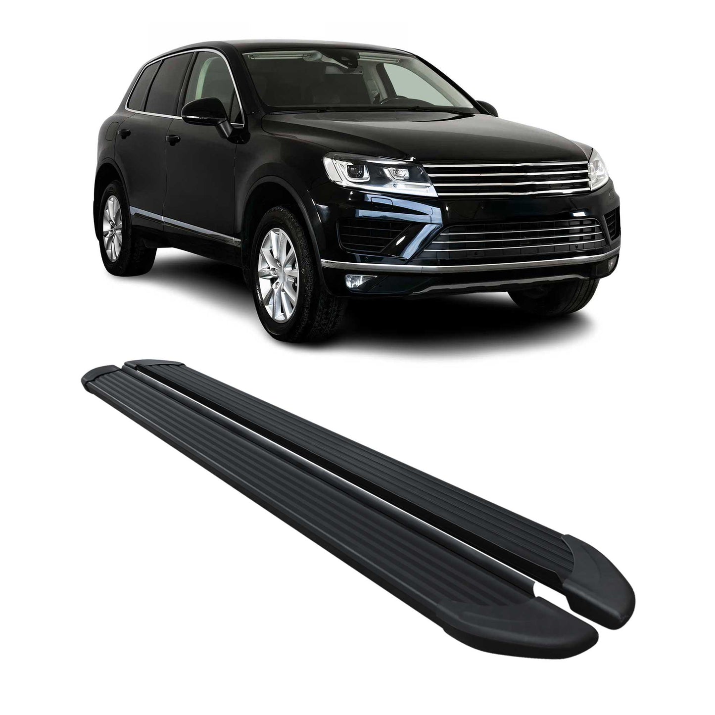 Seitenschweller Trittbretter Schweller für VW Touareg 2010-2018 Alu Schwarz